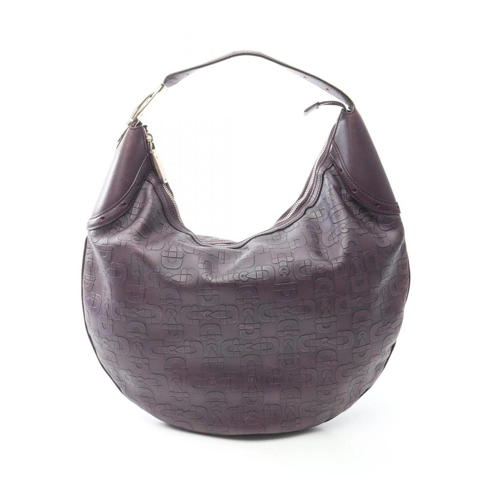 GUCCI Purple Leather Horsebit Shoulder Bag